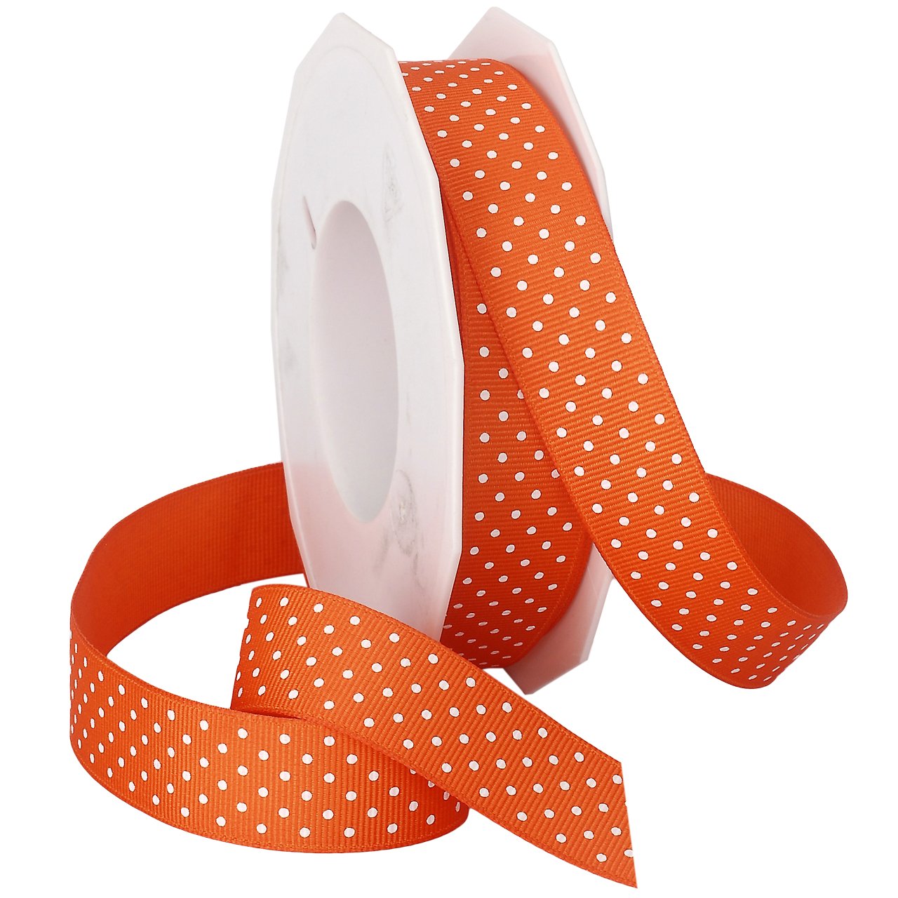 Morex Swiss Dot Polyester Grosgrain Ribbon, 7/8-Inch by 20-Yard Spool, Pumpkin