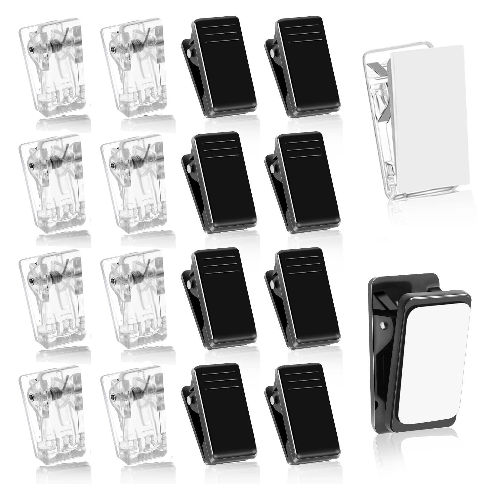Photo 1 of 20 Pieces Self Adhesive Clips, Tapestry Hangers Clips Sticky Clips Wall Clips Photo Clips Plastic Sticky Hanging Spring Clips for Office Poster Photo Christmas Decorations, Clear and Black
