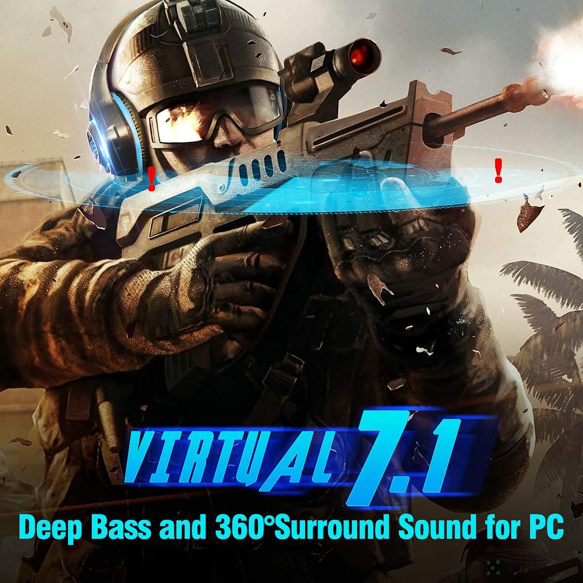 Beexcellent USB Gaming Headset for PC, 7.1 Surround Sound Computer Gaming Headphones, PC Headset with Noise Canceling Mic Volume Control LED Light for PC Mac Laptop: Computers & Accessories