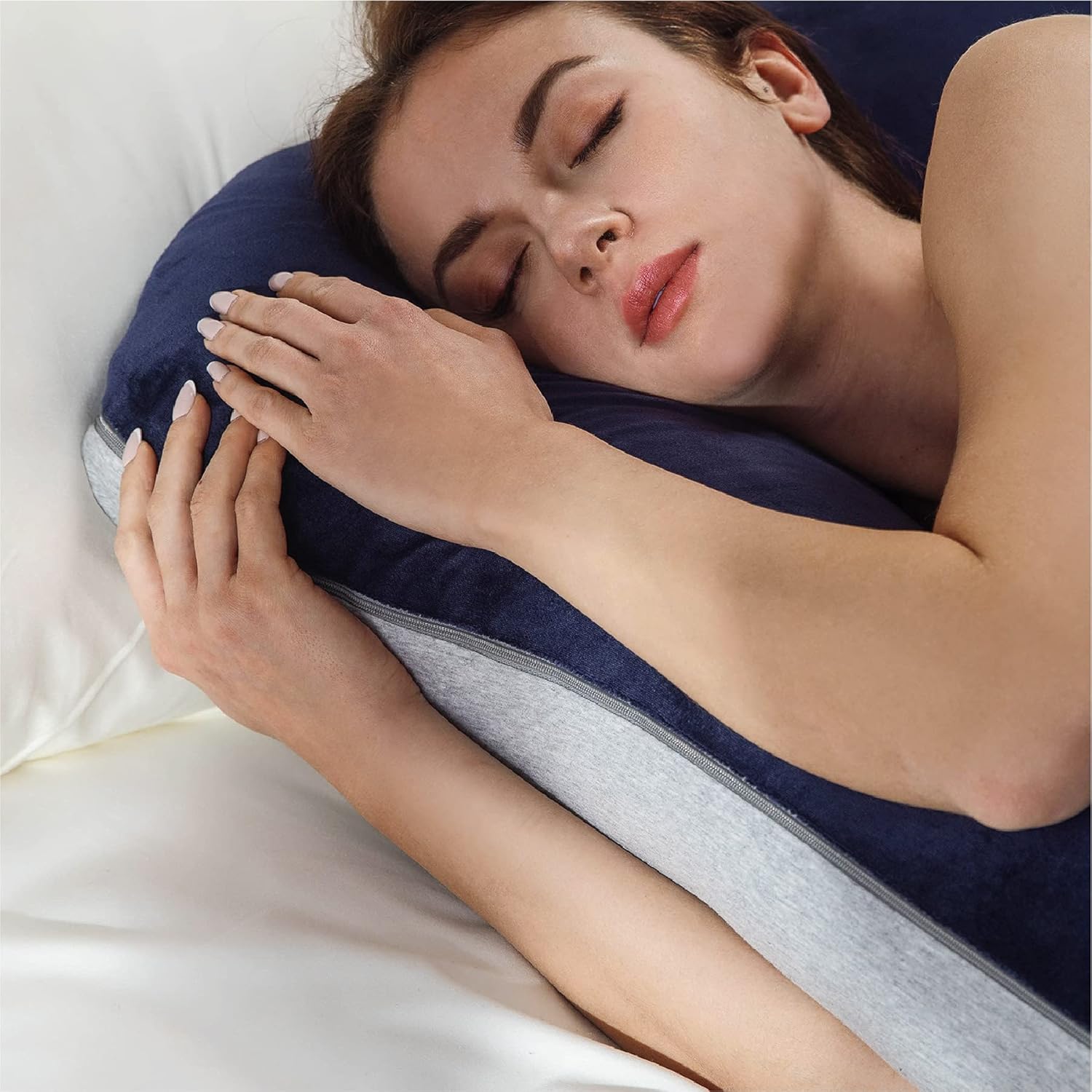 Bbpark Pregnancy Pillow U Shaped - Full Body Cooling Pillow Maternity Support for Sleeping Women - Grey Blue: Kitchen & Dining