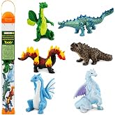 Safari Ltd. Dragons of the Elements Toob - 6 Fantasy Figurines Toy Set | 6 Mini Figurines, 2 to 3 Inches Tall, Ages 3+, Safety Tested, BPA Free PVC, Fantasy Play, Cake Toppers, Dioramas