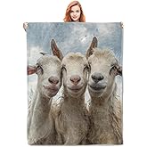 Cute Goat Blanket Gifts for Women Girls Soft Warm Lightweight Cozy Plush Animal Throw Blankets for Bedroom Living Room Sofa Home Decor 60"x50"