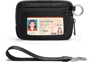 YDF The Iris Wallet for Women Mini Zip Card Case with Clear ID Window Zipper Coin Purse Lightweight Portable Keychain Wallet