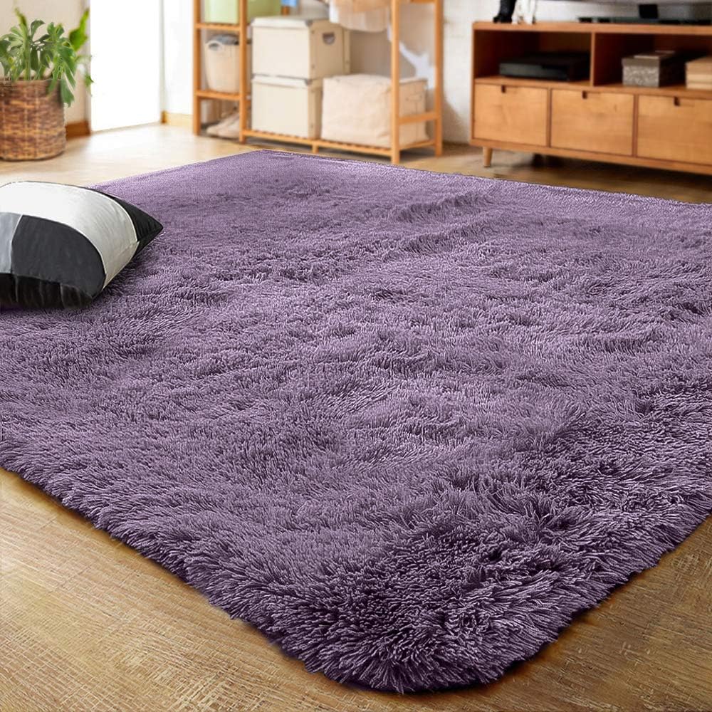 LOCHAS Ultra Soft Indoor Modern Area Rugs Fluffy Living Room Carpets for Children Bedroom Home Decor Nursery Rug 5.3x7.5 Feet, Pink: Furniture & Decor
