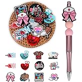 SALUOKE 12pcs Nurse Silicone Focal Beads Silicone for Keychain Making Beads for Pens Shape for Bracelet Necklace Crafts （Nurse）