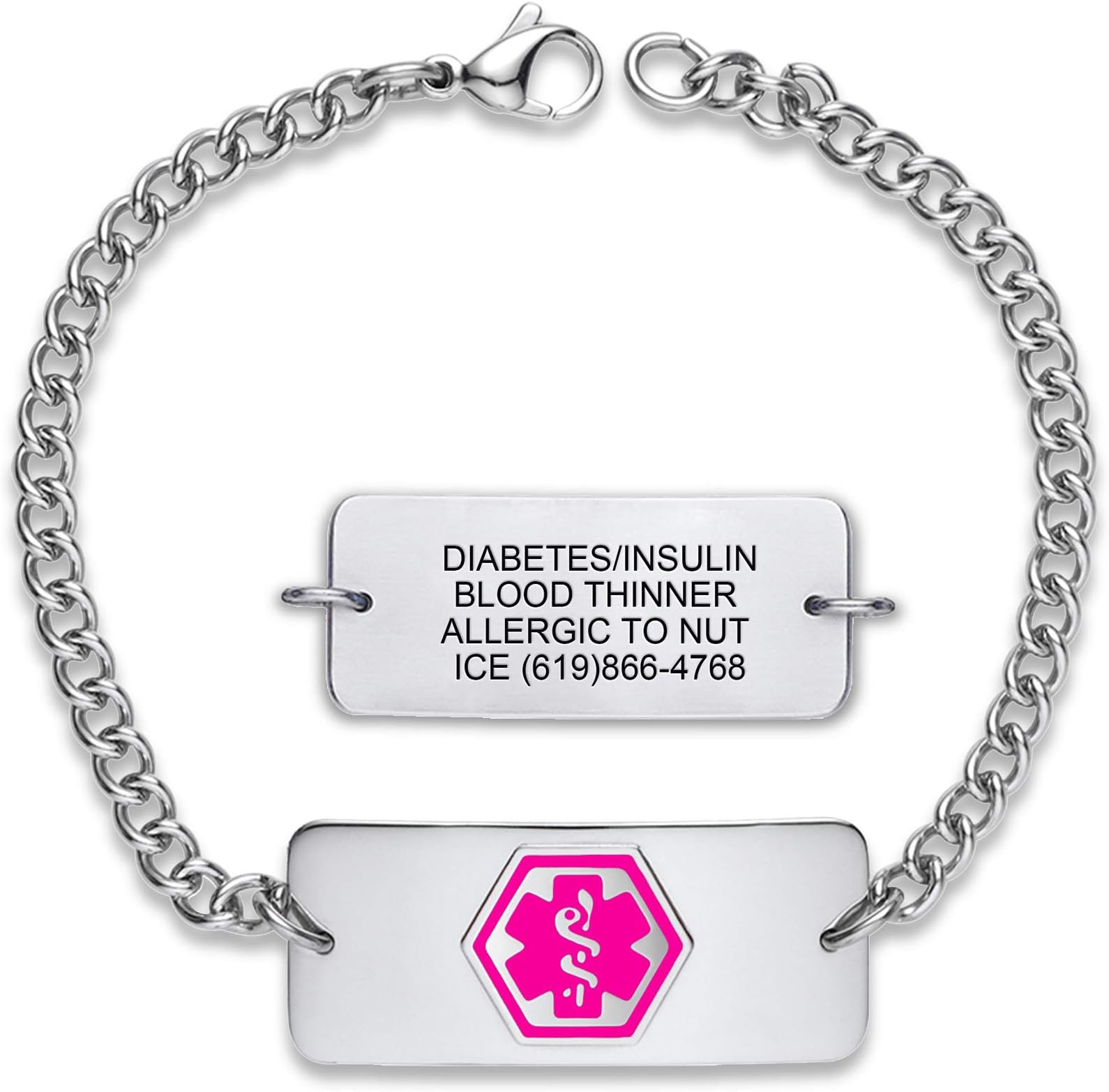 Divoti Deep Custom Engraved Classic Medical Alert Bracelets for Women/Men, Stainless Steel Medical Bracelet, Medical ID Bracelet Adjustable - w/Free Engraving