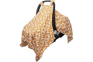 Boryokun Carseat Cover for Babies, Muslin Cotton Infant Car Seat Cover, Carseat Covers Baby for Girl Boy, Lightweight Car Seat Canopy, Breathable Baby Carrier Cover, Summer Stroller Sun Shade