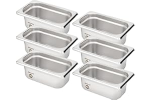 BIEAMA 6 Pack Hotel Pans, 1/9 Size 2.6" Deep, NSF, Commercial Stainless Steel Pan, Steam Table Pan, Catering Food Pans