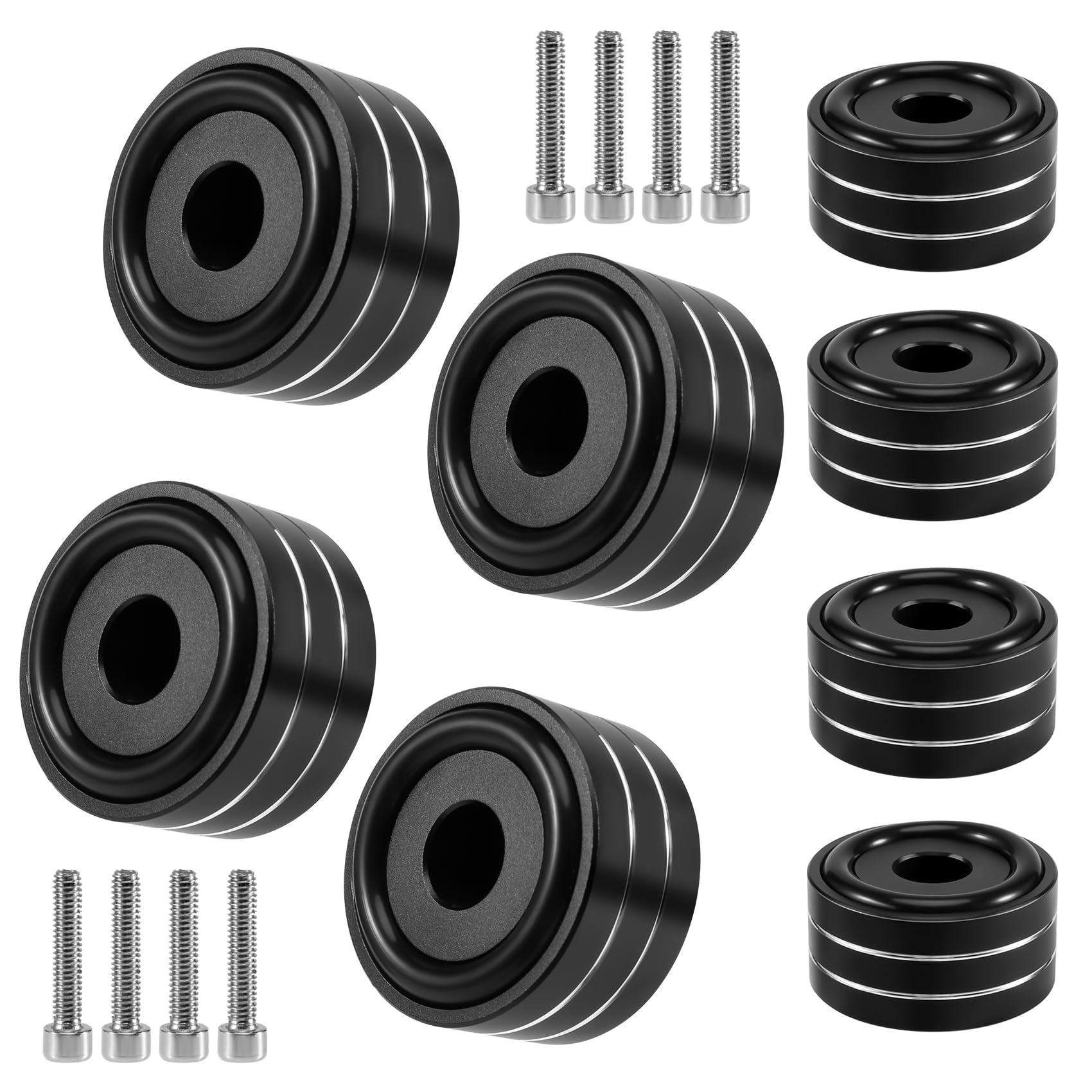 Pojedehy 8pcs Aluminum Turntable Speaker Isolation Feet 40mm×20mm Amplifier Speaker Feet Pads With Screws For SHiFi Solid Turntable Player, Peakers, Subwoofers, Home Theater,