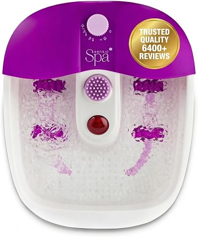 SensioSpa Heated Foot Spa Massager with Bubbles Red Light and Pedicure Set