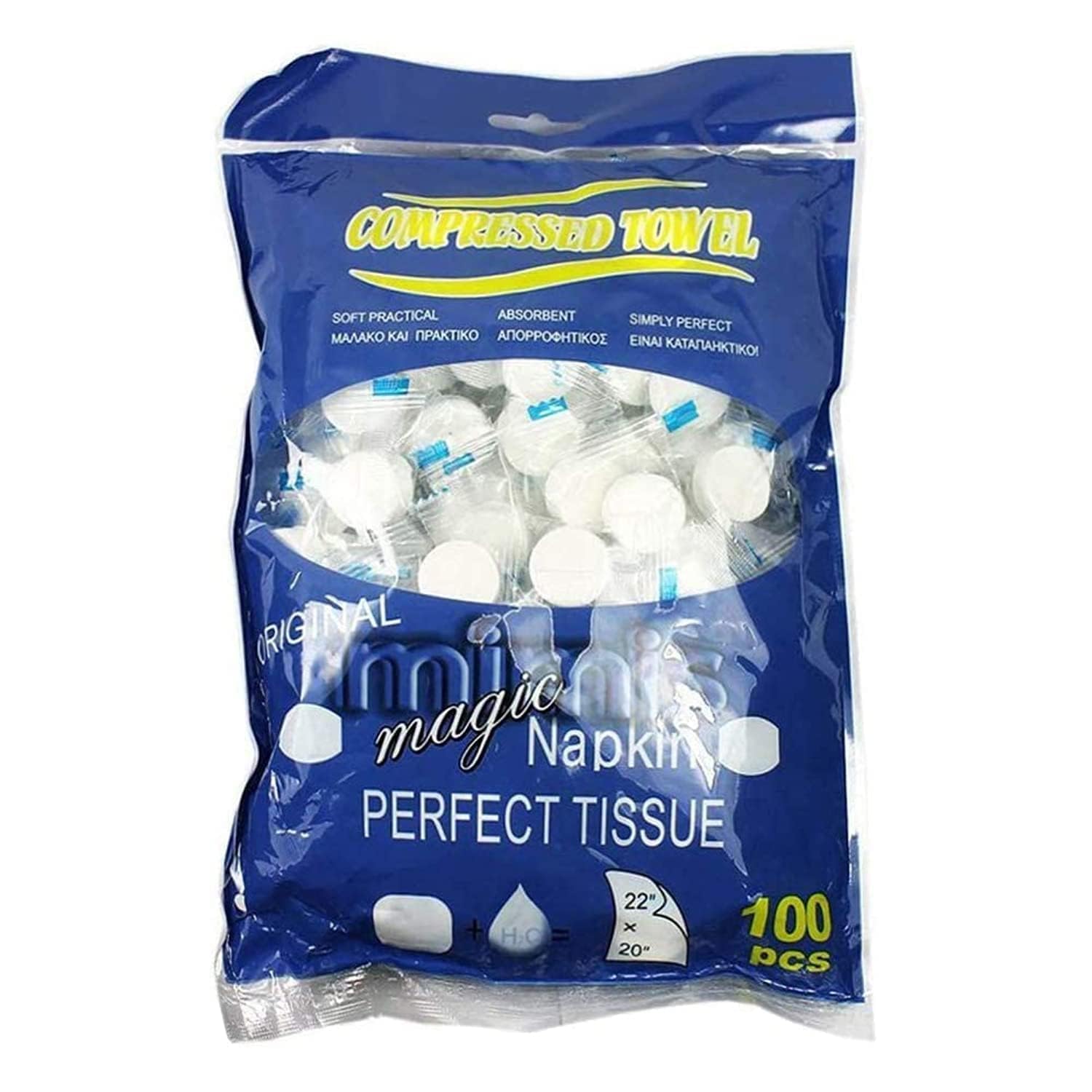 Compressed Towels Wet Wipes Paper Face Towel Tablets Disposable Napkins Portable Mini Towel Magic Towel Coin Tissues Face Care Make Up for Travel Outdoor Sports, 100Pcs Expand to 20 x 22 cm