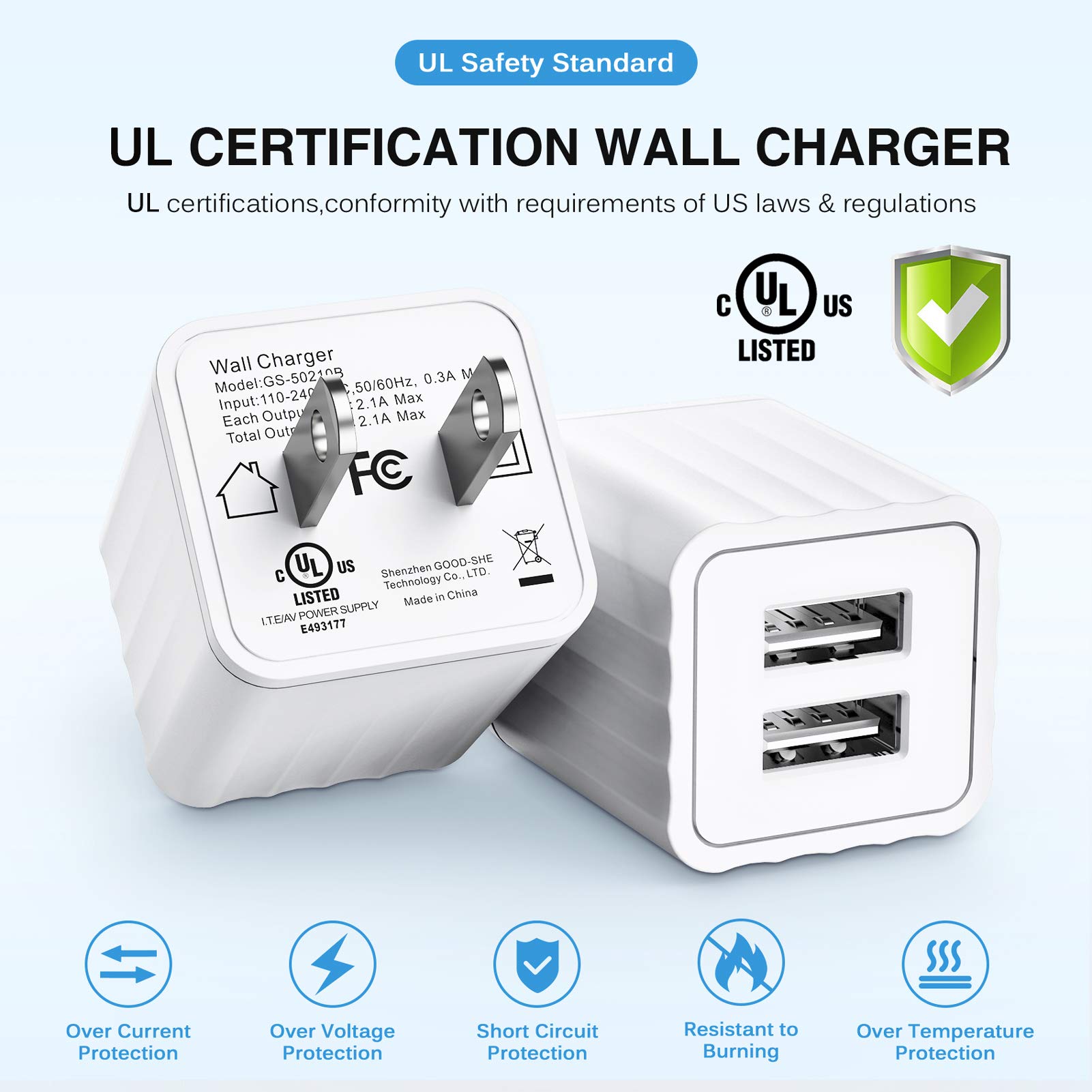 iPhone Charger,[Apple MFi Certified] Fast iPhone Charger 2PACK 6FT Lightning Cable Cord Fast Charging Dual 2 Port Plug USB Wall Charger Compatible with iPhone 14 13 12 11 Pro Max XS XR X 8 Plus 7 iPad