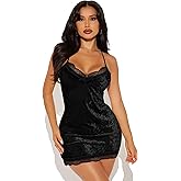 yidengymx Womens Lace Velour Nightgown Sexy Chemise Sleepwear for Women