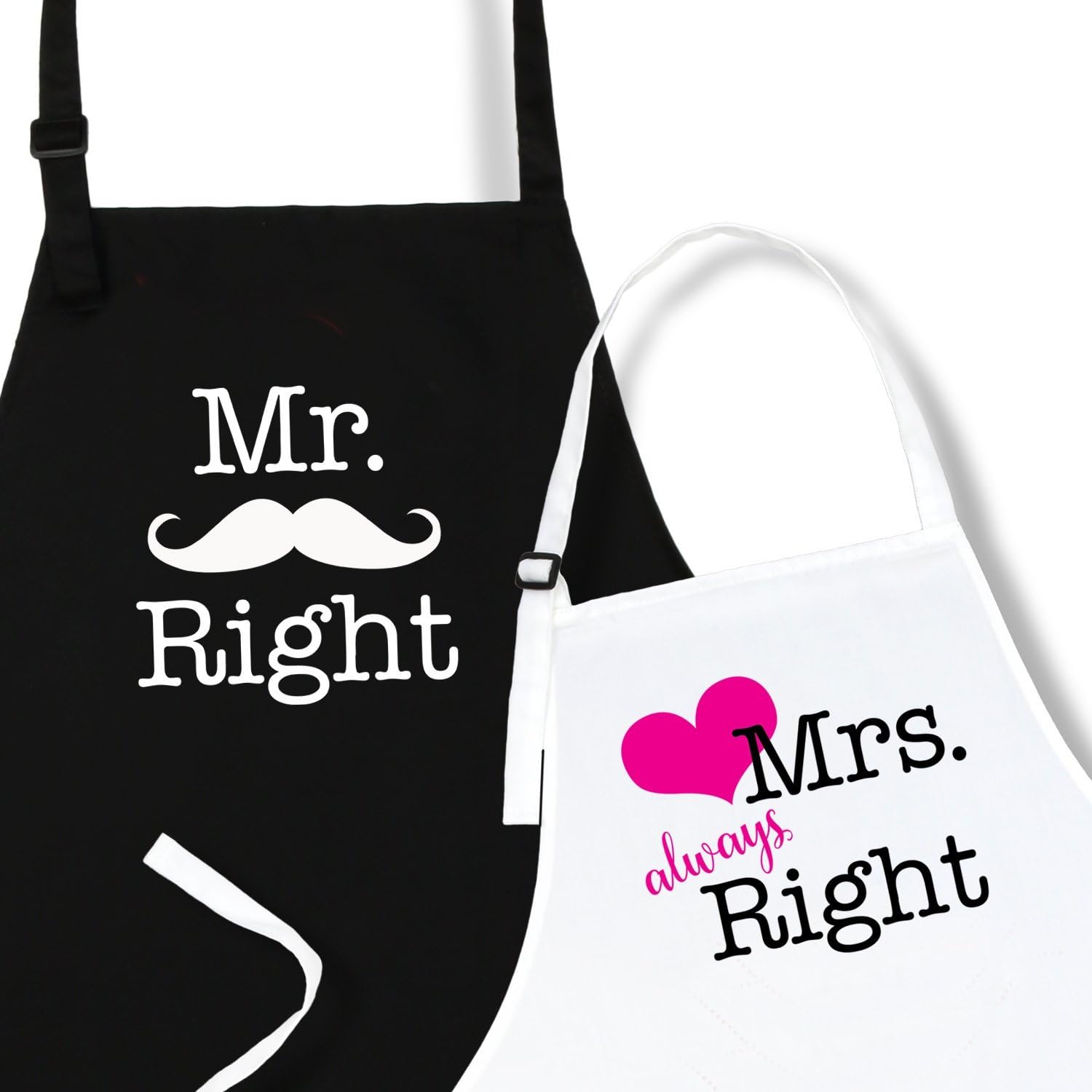 Mr. Right & Mrs. Always Right Aprons Wedding Engagement Gift for Couples by Plum Hill