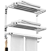 CAXIMSY 22.8Inch Towel Rack for Bathroom and Lavatory Towel Hanger with Wall Mount Towel Bars 304 Stainless Steel No Drill (Collapsible Towel Rack)
