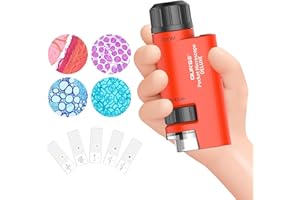 Pocket Mini Small Handheld Microscope 60x-120x LED Lighted Zoom with 5pcs Microscope Slides