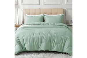 MUXHOMO King Size Comforter Set, Saga Green Comforter Set for King Size Bed, Soft Warm Bedding 3 Pieces for All Seasons, 1 Comforter (102"x90") and 2 Pillow Shams (20"x36")