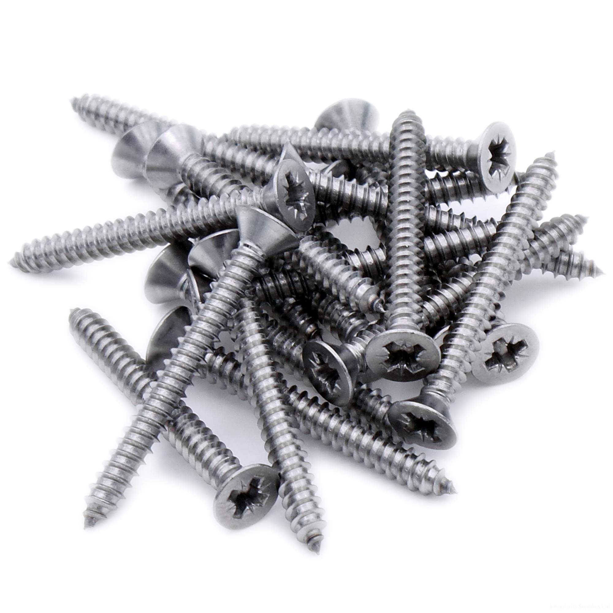 No.7 x 1 (3.9mm x 25mm) Pozi Countersunk Self-Tapping Screw - Stainless Steel (A2) (Pack of 20)
