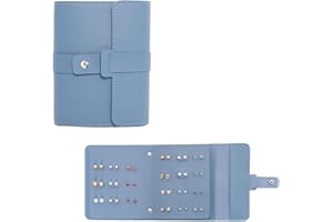 Fumwase Earring Organizer Book Design Earring Holder Travel Capable to Hold 42 Pairs Jewelry Holder for Girls Gift Earring Storage Case Organizer Roll Foldable Jewelry Box (Blue)