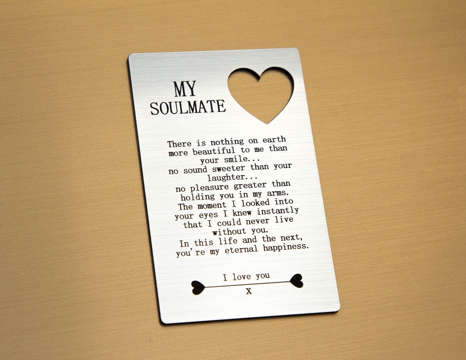 Engravity Gifts My Soul Mate Quote Wallet Card Insert Love Gift For Him