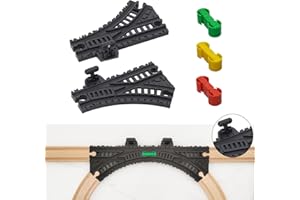 BUNU1492 Wooden Train Track Accessories Set, 5 pcs Train Track Connector, Compatible with All Major Brands Wood Train Tracks, Christmas Birthday Gift for Boys Girls, Train Toys Expansion Pack for Kids Ages 3+