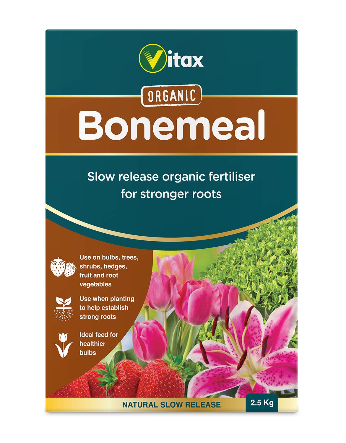 Vitax Bonemeal, Organic Fertiliser, Slow Release, Encourages Healthy Root Development, For All Plants, Vegetables And Fruit Trees- 2.5Kg