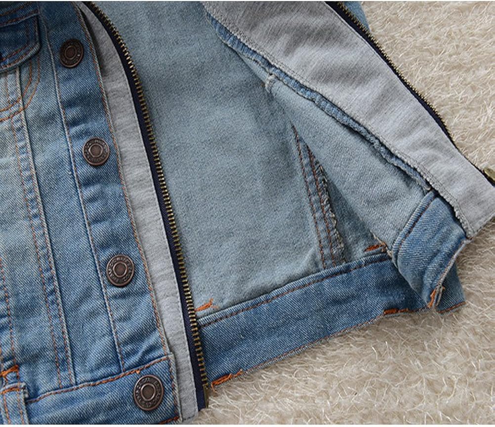 Mallimoda Kids Boys Girls Hooded Denim Jacket Zipper Coat Outerwear: Clothing