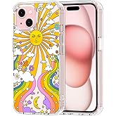 MOSNOVO Case for iPhone 15, [Buffertech 6.6ft Military-Grade Drop Protection] [Anti Peel Off Tech] Clear TPU Bumper Phone Case Cover Design - 70's Psychedelic Groovy Art
