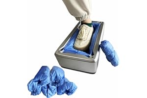 NIUGRECF Automatic Shoe Cover Dispenser, Shoe Cover Machine with 50 Pcs Disposable Shoe Covers, Non Slip Boot Cover Dispenser for Indoors, Shoe Wrapping Machine for Family, Gathering, Office, Silver