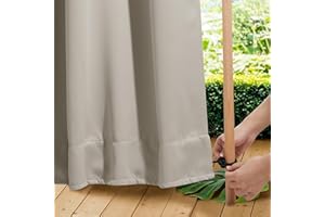 NICETOWN 2 Panels Gazebo Curtains Outdoor Waterproof & Windproof, Top & Bottom Grommet with Back Tab Wind-Break Outdoor Dividers Blackout Blinds with Fixed Rope for Patio, Natural, W52 x L95