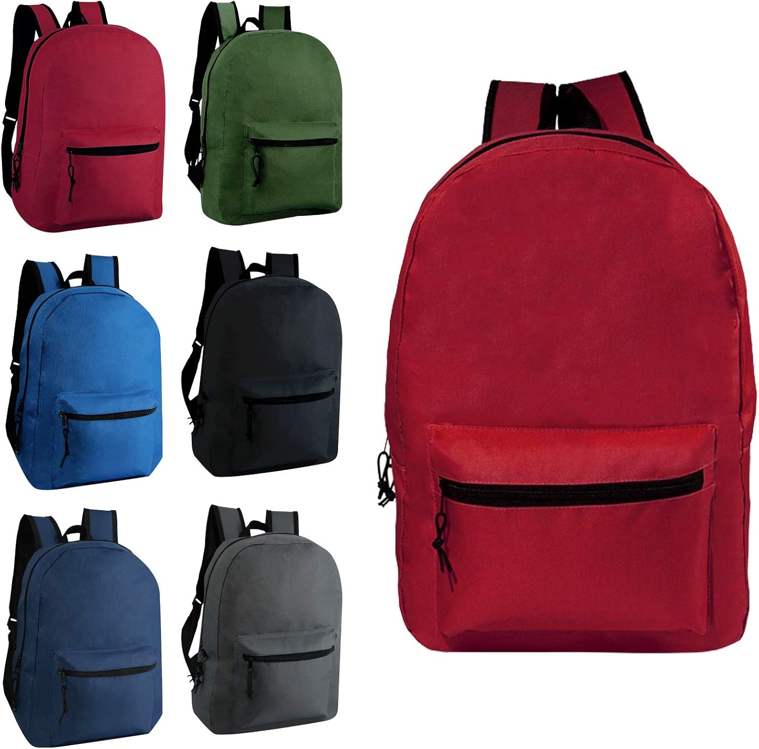 24 Pack 15 Inch Wholesale Classic Basic Backpack in 6