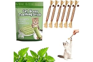 6pcs Cat Silvervine Catnip Sticks, Cats Teething Toy Dental Care, Natural Silver Vine Stick Kitten Teeth Cleaning Toy with Gr