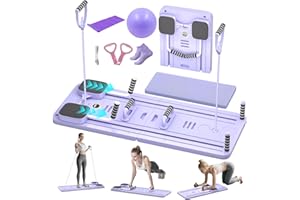 Pilates Board, Foldable Pilates Reformer Set for Home Workout with Timer, Multifunctional Portable Reformer Pilates Machine a