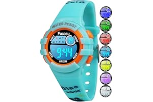 Facasu Kids Digital Watch for Girls Boys,Children's Waterproof Colorful Light UP Outdoor Sport Watch with Stopwatch Alarm-Kids Gifts for Girls Boys