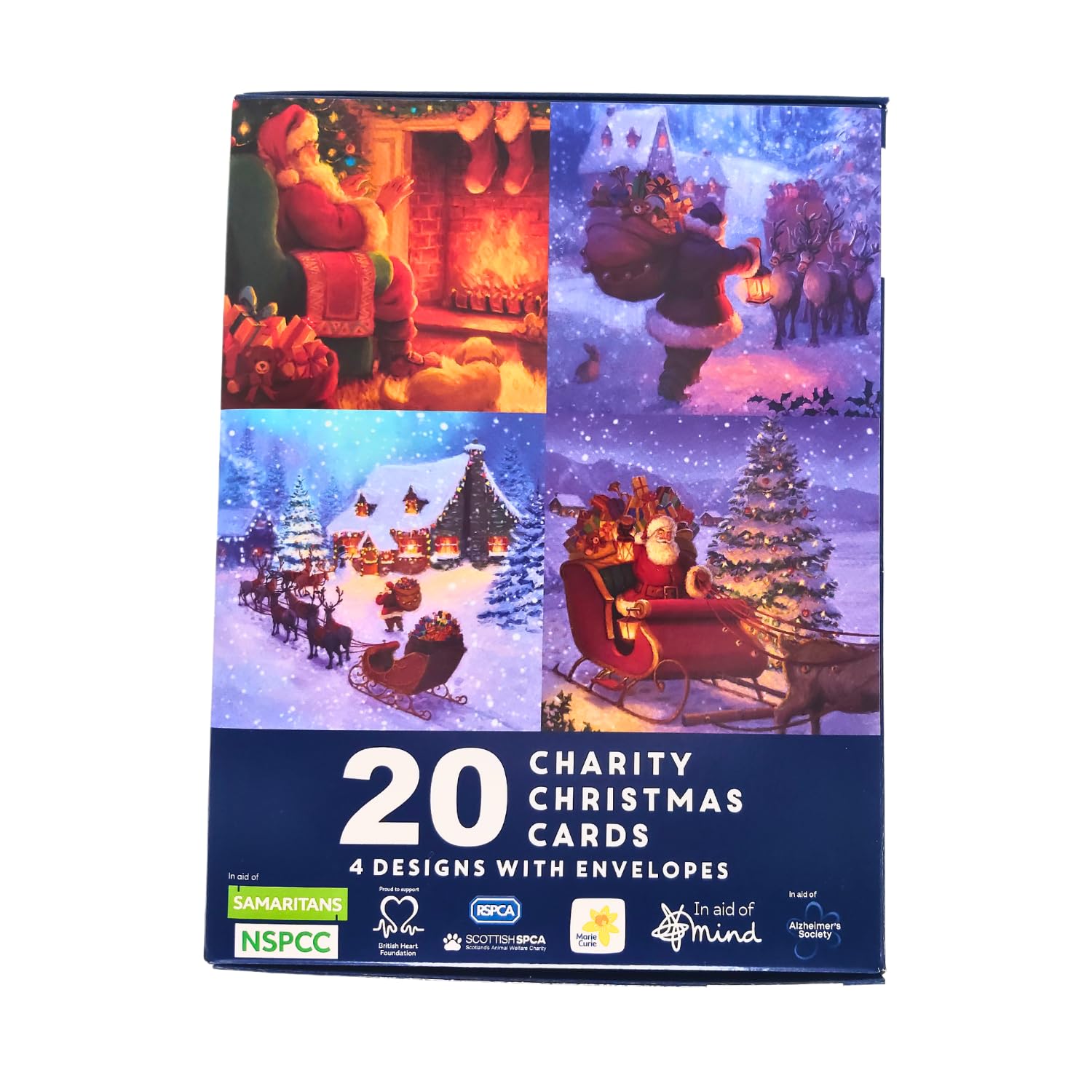 Box of 20 Assorted Festive Santa Multiple Charity Christmas Cards in 4 Designs 557112 557112