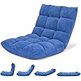 Giantex Floor Chair with Back Support, 14 Adjustable Position, Padded Sleeper Bed, Couch Recliner, Gaming Floor Chairs for Adults, Meditation, Gaming Chair Floor, Blue