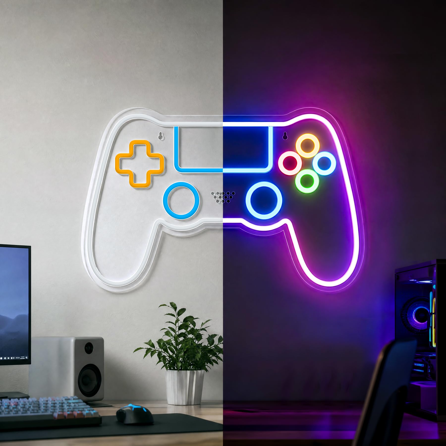 Neon Schild für Gaming Zimmer Dekoration mit 10 Lichtern, Neon Schild Gaming Zubehör für Raumdekoration, Gamepad Licht Schild für Schlafzimmer-Wand 3
