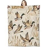 VODRM Duck Blanket Cute Rustic Mallard Ducks Throw Blankets,Birthday Gifts for Kids Girls & Animal Lovers,Lightweight Soft Fleece Cozy for Sofa Couch Bed Room Hunter Decor 50x60in