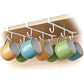 ECROCY Coffee Mug Holder Under Cabinet, Clip-On Coffee Cup Holder | Only Fits Shelves up to 3/4" Thick, Pack of 3, Adhesive Fixing, No Drilling Free Damage