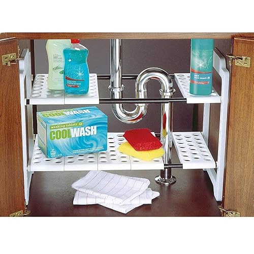 Under Sink Storage Organiser, Tribesigns Carbon Steel Under Sink Shelf