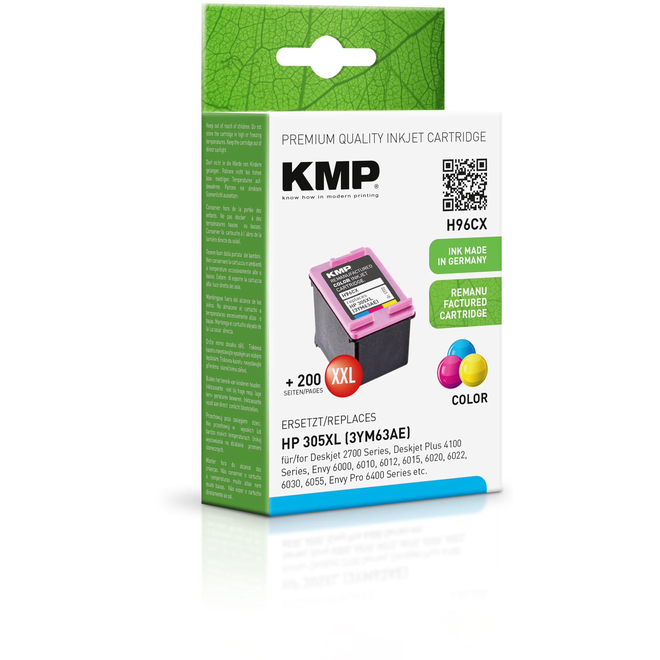 KMP SINGLEPACK H96CX Ink Cartridge Compatible with High (XL) Yield Cyan/Magenta/Yellow