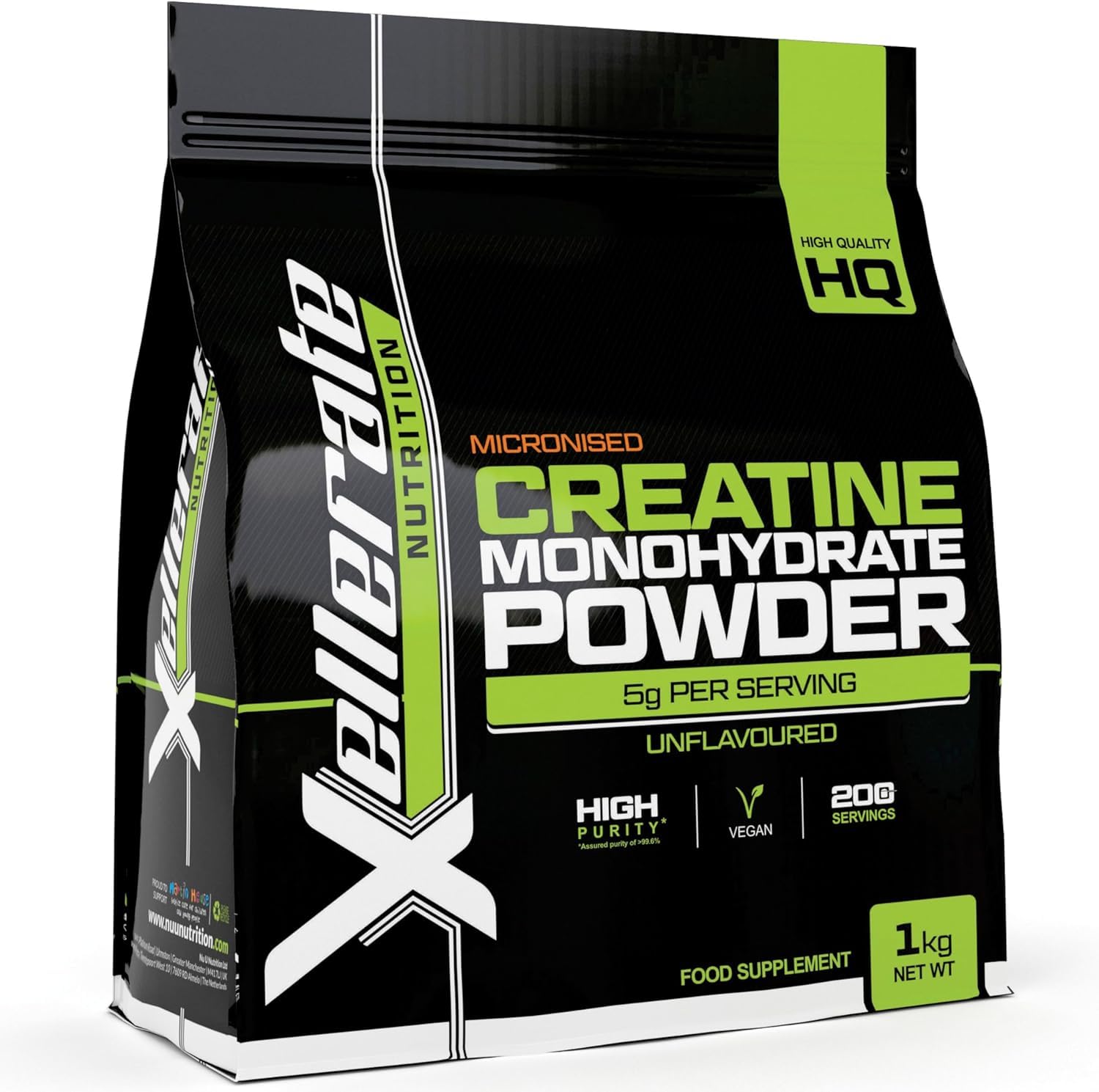 Creatine Monohydrate Powder Micronised - 1KG - 200 Servings - 7 Month Supply - Vegan, Finest Grade, Pure & Unflavoured - Ideal for Pre and Post Workout Routine - Made in The UK - Xellerate Nutrition