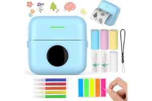 HUIJUTCHEN Print Pods Mini Printer,Portable Bluetooth Pocket Thermal Sticker Printer with 10 Rolls Thermal Paper and Sticker 