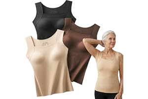 3PCS Built In Comfort Bra Tanktop, Seamless Wireless Padded Camisole,Stretchy Shaper Top No Underwire Comfort Cami Women
