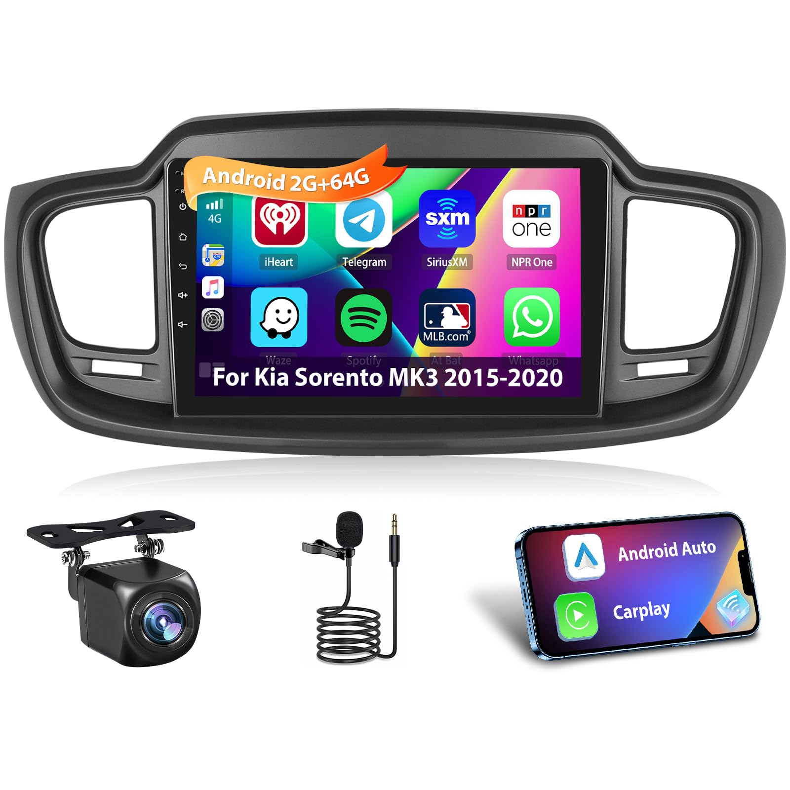 Photo 1 of Inefala 2+64G Radio for Kia Sorento MK3 2015-2020 Android 15 Car Stereo 10.1'' Touch Screen CarPlay Android Auto, AHD Backup Camera, GPS, WiFi, DSP