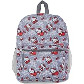 Fast Forward Hello Kitty Backpack for Girls, 16 inch, Red and Grey | Large Durable Sanrio School Bag w/ Front Zip Pocket - Hello Kitty School Supplies