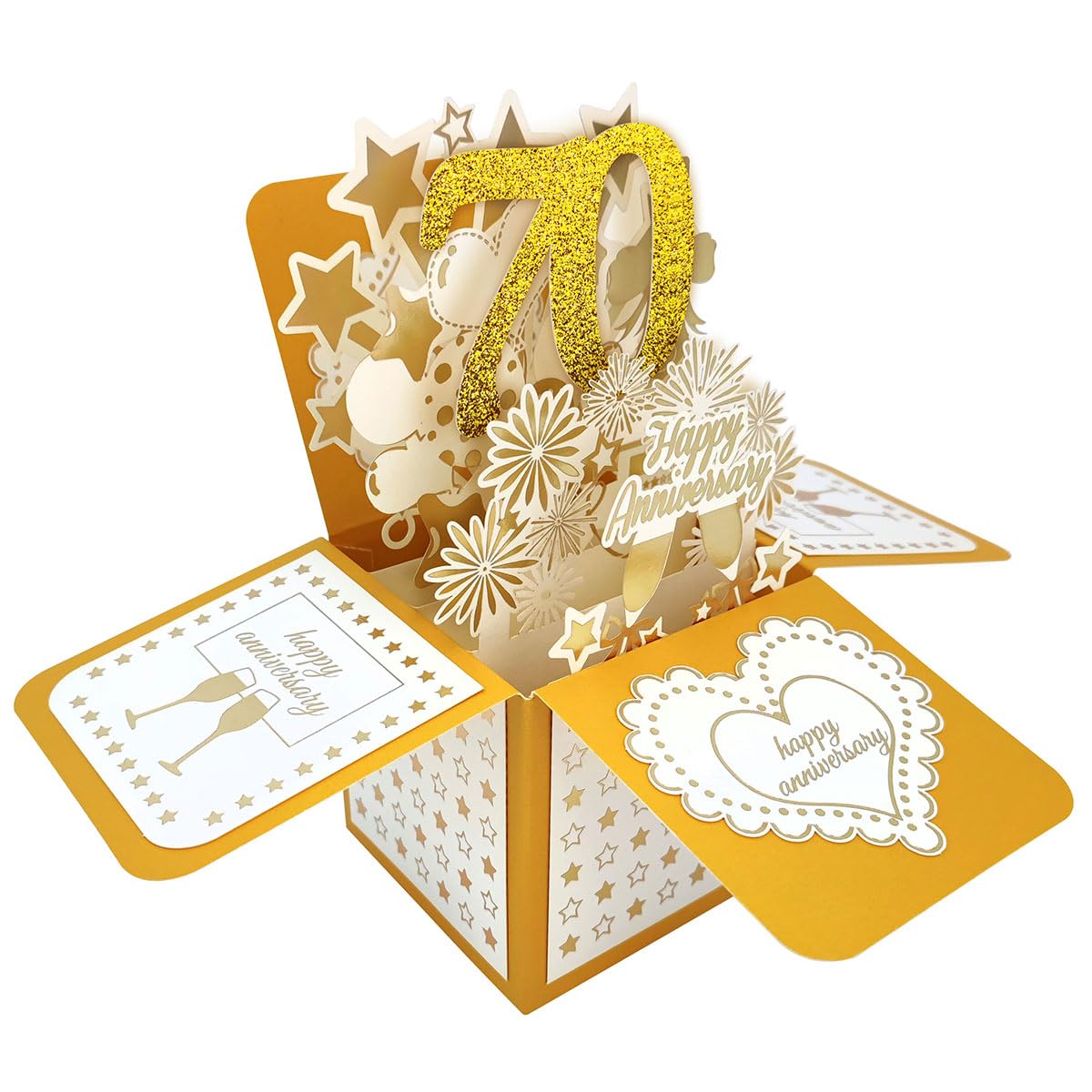 scicent Anniversary Card for Wife 70th Anniversary Pop Up Greeting Cards | Gifts for Wife | Husband | Couple | Her | Him Golden Wedding Anniversary - 70th