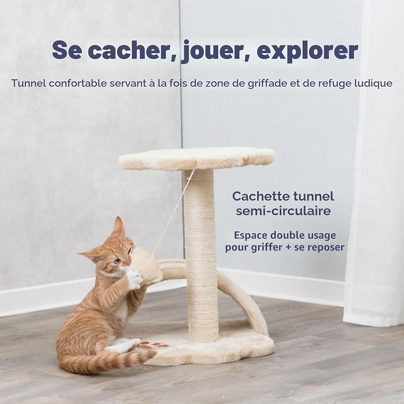Arbre à chat Vitoria compact – Beige/naturel – 43 cm
