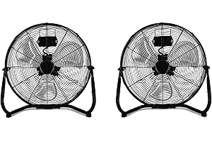 InfiniPower Simple Deluxe 18 Inch 3-Speed High Velocity Heavy Duty Metal Industrial Floor Fans Quiet for Home Commercial, Residential, and Greenhouse Use, Outdoor/Indoor, Black, 2 Pack