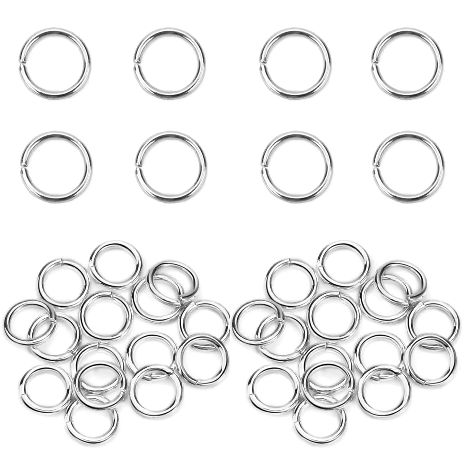 Leliafleury 10mm Open Jump Rings Metal Jump Rings Connector Rings for DIY Craft Making (Silver)